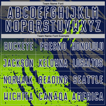 Load image into Gallery viewer, Custom Navy White-Neon Green Gradient Claw Mark Splatter Sports Sublimation Soccer Uniform Jersey
