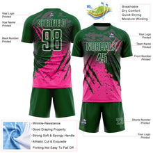 Charger l'image dans la galerie, Custom Green White-Pink Gradient Claw Mark Splatter Sports Sublimation Soccer Uniform Jersey
