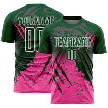 Charger l'image dans la galerie, Custom Green White-Pink Gradient Claw Mark Splatter Sports Sublimation Soccer Uniform Jersey
