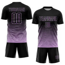 Load image into Gallery viewer, Custom Black Light Purple Gradient Wave Line Sports Sublimation Soccer Uniform Jersey
