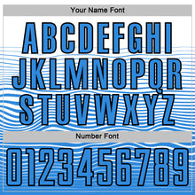 Загрузить изображение в средство просмотра галереи, Custom White Powder Blue-Black Gradient Wave Line Sports Sublimation Soccer Uniform Jersey
