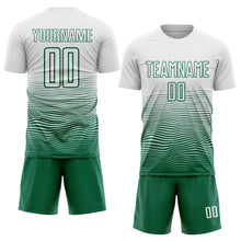 Загрузить изображение в средство просмотра галереи, Custom White Kelly Green Gradient Wave Line Sports Sublimation Soccer Uniform Jersey

