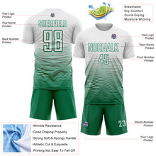 Загрузить изображение в средство просмотра галереи, Custom White Kelly Green Gradient Wave Line Sports Sublimation Soccer Uniform Jersey

