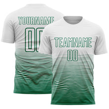 Загрузить изображение в средство просмотра галереи, Custom White Kelly Green Gradient Wave Line Sports Sublimation Soccer Uniform Jersey
