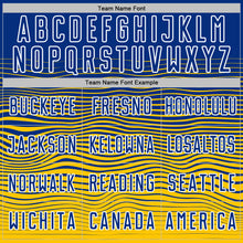 Charger l'image dans la galerie, Custom Royal White-Yellow Gradient Wave Line Sports Sublimation Soccer Uniform Jersey
