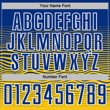 Charger l'image dans la galerie, Custom Royal White-Yellow Gradient Wave Line Sports Sublimation Soccer Uniform Jersey
