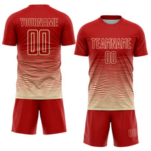 Load image into Gallery viewer, Custom Red Cream Gradient Wave Line Sports Sublimation Soccer Uniform Jersey
