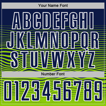 Load image into Gallery viewer, Custom Navy White-Neon Green Gradient Wave Line Sports Sublimation Soccer Uniform Jersey
