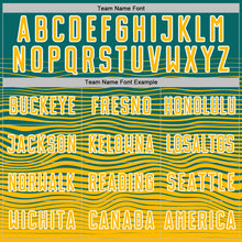 Загрузить изображение в средство просмотра галереи, Custom Teal Gold-White Gradient Wave Line Sports Sublimation Soccer Uniform Jersey
