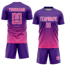 Загрузить изображение в средство просмотра галереи, Custom Purple Pink-White Gradient Wave Line Sports Sublimation Soccer Uniform Jersey
