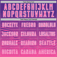 Загрузить изображение в средство просмотра галереи, Custom Purple Pink-White Gradient Wave Line Sports Sublimation Soccer Uniform Jersey
