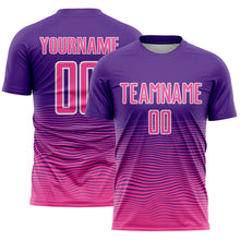Загрузить изображение в средство просмотра галереи, Custom Purple Pink-White Gradient Wave Line Sports Sublimation Soccer Uniform Jersey
