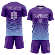 Загрузить изображение в средство просмотра галереи, Custom Purple White-Light Blue Gradient Wave Line Sports Sublimation Soccer Uniform Jersey
