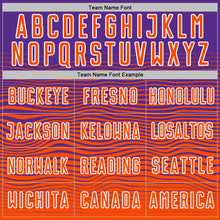 Load image into Gallery viewer, Custom Purple Orange-White Gradient Wave Line Sports Sublimation Soccer Uniform Jersey
