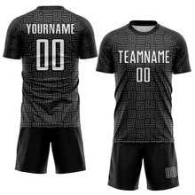 Charger l'image dans la galerie, Custom Black White-Steel Gray Geometric Maze Interlocking Square Sports Sublimation Soccer Uniform Jersey
