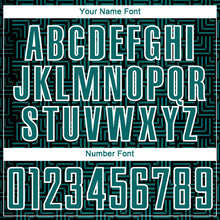 Load image into Gallery viewer, Custom Black Teal-White Geometric Maze Interlocking Square Sports Sublimation Soccer Uniform Jersey
