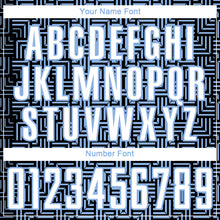 Load image into Gallery viewer, Custom Black White-Light Blue Geometric Maze Interlocking Square Sports Sublimation Soccer Uniform Jersey
