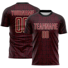 Load image into Gallery viewer, Custom Black Crimson-Cream Geometric Maze Interlocking Square Sports Sublimation Soccer Uniform Jersey
