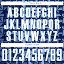 Загрузить изображение в средство просмотра галереи, Custom Navy White-Light Blue Geometric Maze Interlocking Square Sports Sublimation Soccer Uniform Jersey
