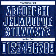 Charger l'image dans la galerie, Custom Navy Royal-White Geometric Maze Interlocking Square Sports Sublimation Soccer Uniform Jersey
