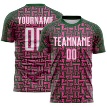 Charger l'image dans la galerie, Custom Green White-Pink Geometric Maze Interlocking Square Sports Sublimation Soccer Uniform Jersey
