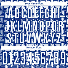 Charger l'image dans la galerie, Custom Royal White Geometric Maze Interlocking Square Sports Sublimation Soccer Uniform Jersey
