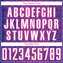 Charger l'image dans la galerie, Custom Royal White-Pink Geometric Maze Interlocking Square Sports Sublimation Soccer Uniform Jersey
