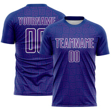 Загрузить изображение в средство просмотра галереи, Custom Royal Purple-White Geometric Maze Interlocking Square Sports Sublimation Soccer Uniform Jersey
