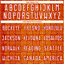 Laden Sie das Bild in den Galerie-Viewer, Custom Red White-Gold Geometric Maze Interlocking Square Sports Sublimation Soccer Uniform Jersey
