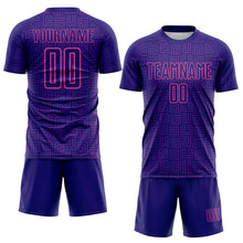 Laden Sie das Bild in den Galerie-Viewer, Custom Dark Purple Purple-Pink Geometric Maze Interlocking Square Sports Sublimation Soccer Uniform Jersey
