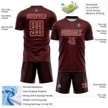 Load image into Gallery viewer, Custom Brown Crimson-Cream Geometric Maze Interlocking Square Sports Sublimation Soccer Uniform Jersey
