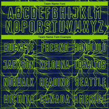 Загрузить изображение в средство просмотра галереи, Custom Navy Neon Green Lightning Electric Veins Sublimation Soccer Uniform Jersey
