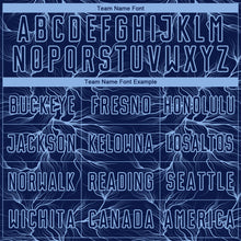 Charger l'image dans la galerie, Custom Navy Light Blue Lightning Electric Veins Sublimation Soccer Uniform Jersey
