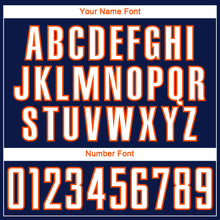 Load image into Gallery viewer, Custom Navy White-Orange Lightning Electric Veins Sublimation Soccer Uniform Jersey
