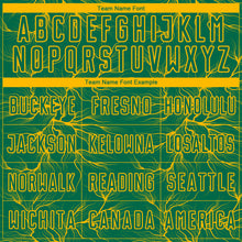 Load image into Gallery viewer, Custom Kelly Green Gold Lightning Electric Veins Sublimation Soccer Uniform Jersey
