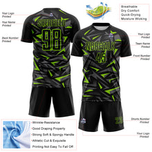 Charger l'image dans la galerie, Custom Black Neon Green-Steel Gray Cyber Mecha E-sport Geometric Shards Spike Sublimation Soccer Uniform Jersey
