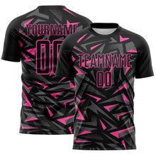 Charger l'image dans la galerie, Custom Black Pink-Steel Gray Cyber Mecha E-sport Geometric Shards Spike Sublimation Soccer Uniform Jersey
