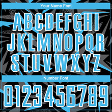 Charger l'image dans la galerie, Custom Black Sky Blue Steel Gray-White Cyber Mecha E-sport Geometric Shards Spike Sublimation Soccer Uniform Jersey
