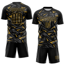 Charger l'image dans la galerie, Custom Black Old Gold-Steel Gray Cyber Mecha E-sport Geometric Shards Spike Sublimation Soccer Uniform Jersey

