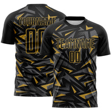 Charger l'image dans la galerie, Custom Black Old Gold-Steel Gray Cyber Mecha E-sport Geometric Shards Spike Sublimation Soccer Uniform Jersey

