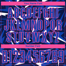 Charger l'image dans la galerie, Custom Navy Thunder Blue Pink-White Cyber Mecha E-sport Geometric Shards Spike Sublimation Soccer Uniform Jersey
