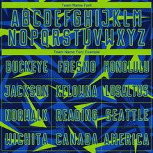 Загрузить изображение в средство просмотра галереи, Custom Navy Thunder Blue-Neon Green Cyber Mecha E-sport Geometric Shards Spike Sublimation Soccer Uniform Jersey
