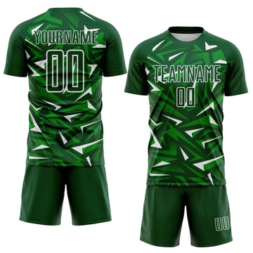 Custom Green Grass Green-White Cyber Mecha E-sport Geometric Shards Spike Sublimation Soccer Uniform Jersey