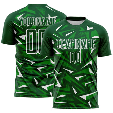 Custom Green Grass Green-White Cyber Mecha E-sport Geometric Shards Spike Sublimation Soccer Uniform Jersey