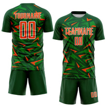 Load image into Gallery viewer, Custom Green Orange Grass Green-White Cyber Mecha E-sport Geometric Shards Spike Sublimation Soccer Uniform Jersey
