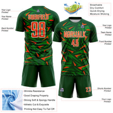 Load image into Gallery viewer, Custom Green Orange Grass Green-White Cyber Mecha E-sport Geometric Shards Spike Sublimation Soccer Uniform Jersey
