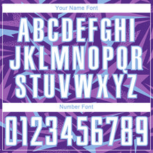 Laden Sie das Bild in den Galerie-Viewer, Custom Purple White Light Blue-Medium Purple Cyber Mecha E-sport Geometric Shards Spike Sublimation Soccer Uniform Jersey
