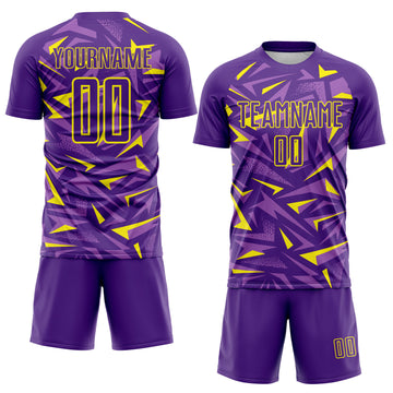 Custom Purple Light Yellow-Medium Purple Cyber Mecha E-sport Geometric Shards Spike Sublimation Soccer Uniform Jersey