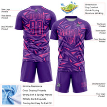 Load image into Gallery viewer, Custom Purple Pink-Medium Purple Cyber Mecha E-sport Geometric Shards Spike Sublimation Soccer Uniform Jersey
