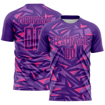 Custom Purple Pink-Medium Purple Cyber Mecha E-sport Geometric Shards Spike Sublimation Soccer Uniform Jersey